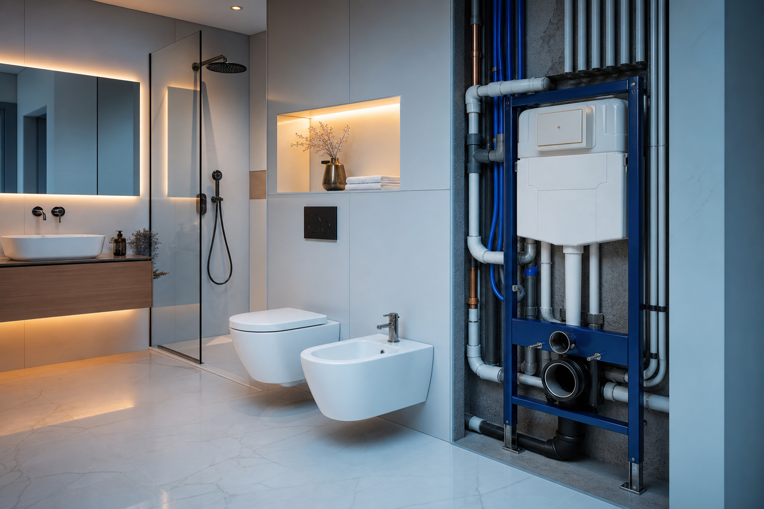 Soluzione idraulica per ambiente bagno